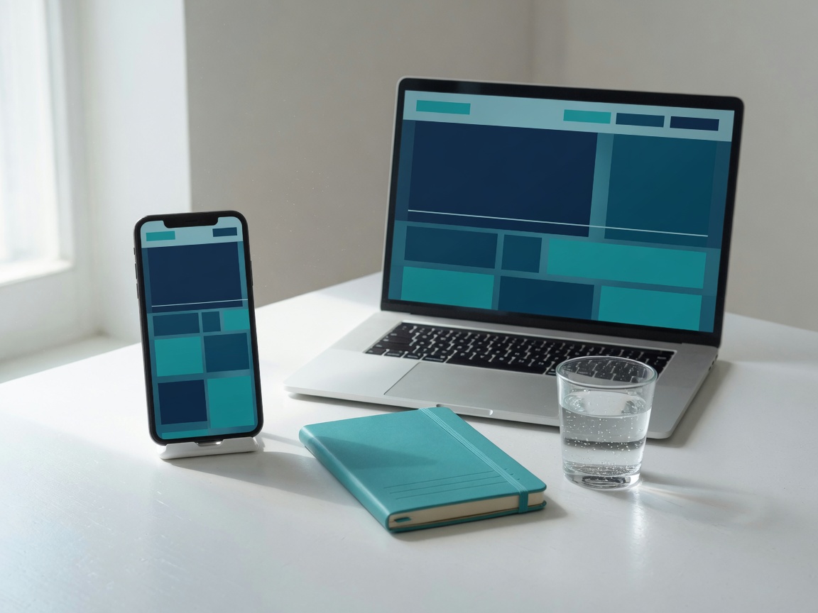 Responsive website design shown on desktop and phone