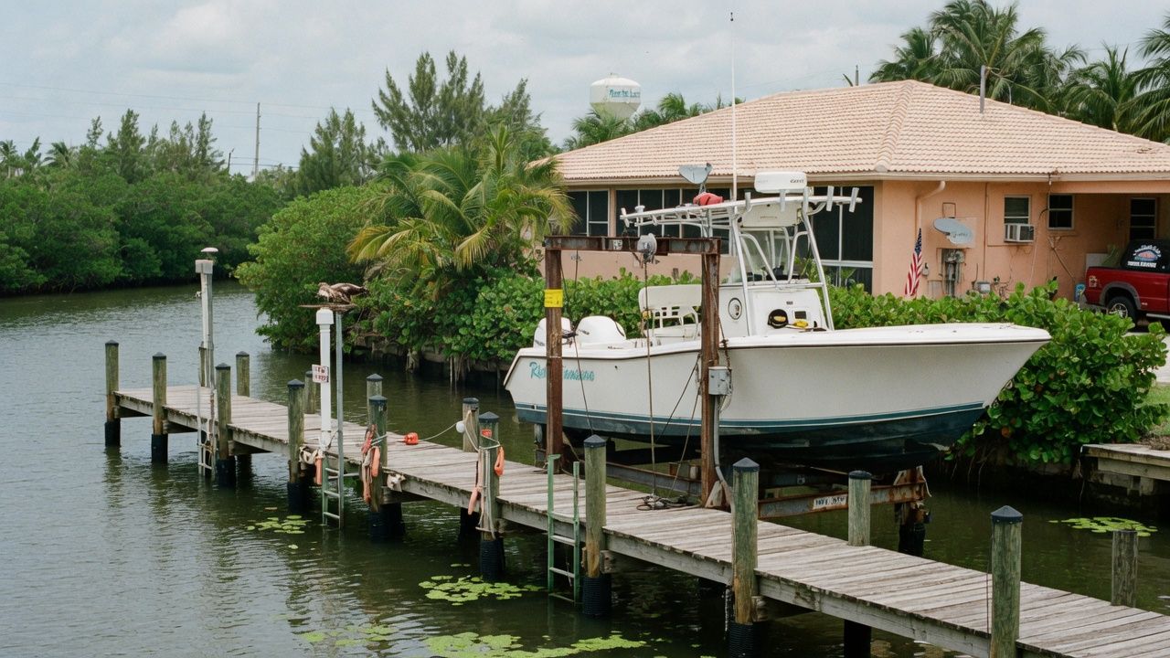 Boat on a lift.
