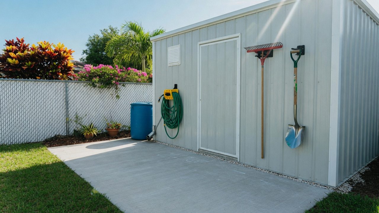 Clean backyard shed.